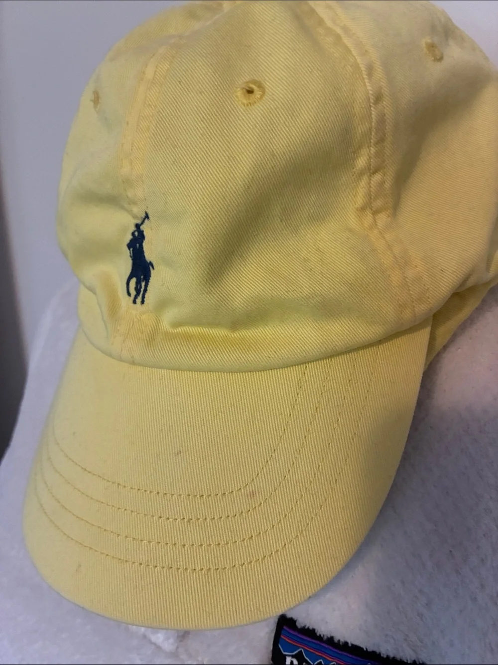 Polo by Ralph Lauren Yellow Ball Cap with Navy Pony adjustable hat